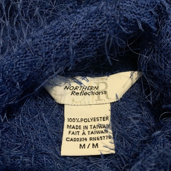 Northern Reflections Vintage Blue Fuzzy Cowl Neck Sweater M - Picture 2 of 5